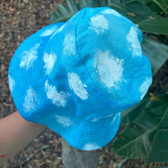 Blue Clouds Bucket Hat Hand Painted One Size - Picture 4 of 6